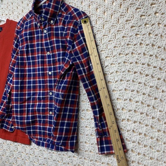 2 Pieces Ralph Lauren Boys Shirts 6 Blue Red Blue & Red Plaid And Shirt Sólid - Picture 6 of 14
